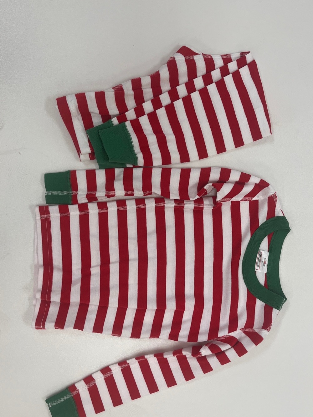 Hanna Andersson Red & White Stripe Pajama Set with Green Trim